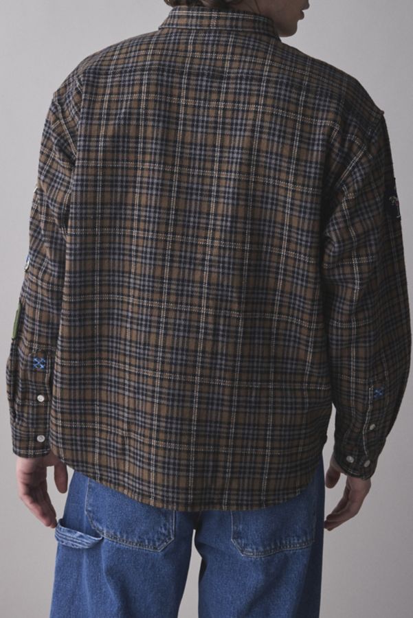 Slide View: 4: XLARGE Patched Flannel Long Sleeve Shirt