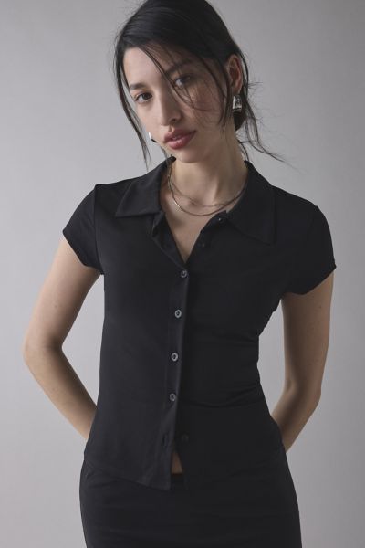 Kimchi Blue Lala Button-Down Cropped Tee