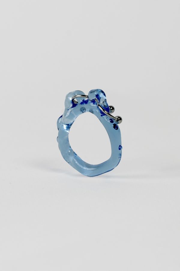 Slide View: 2: Rain and Rivers Handmade Double Pierced Glass Ring