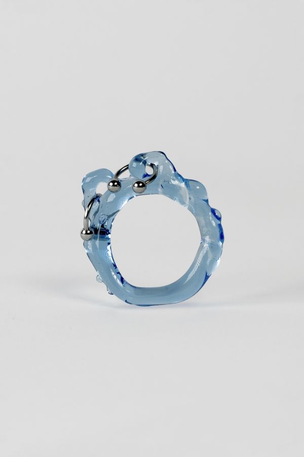 Slide View: 1: Rain and Rivers Handmade Double Pierced Glass Ring