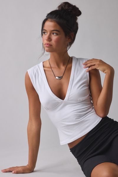 Motel Emberly Plunge Front Cropped Tank Top