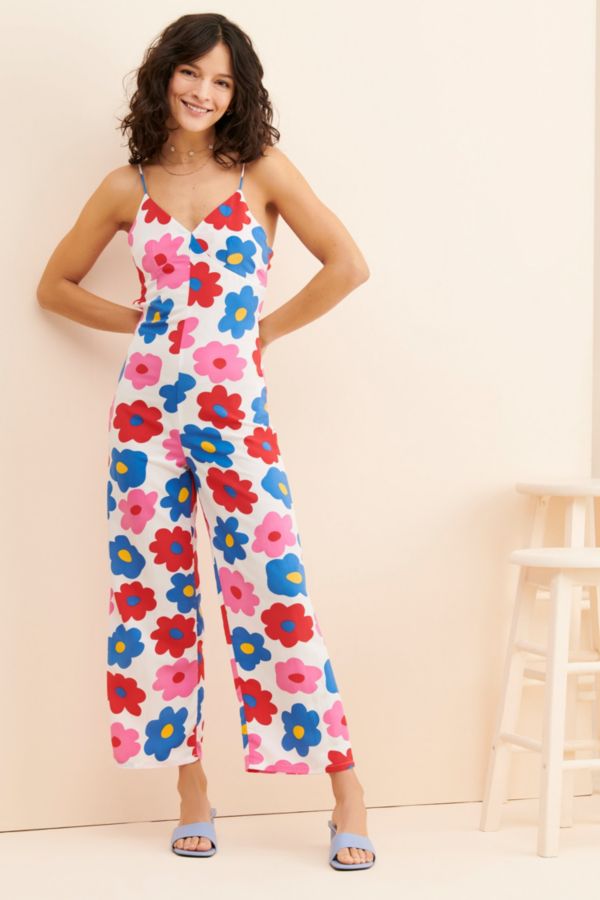 Slide View: 1: Glamorous Floral Open Back Jumpsuit