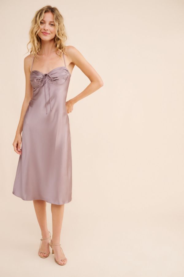 Slide View: 4: Rare London Pin Tuck Cup Detail Slip Midi Dress