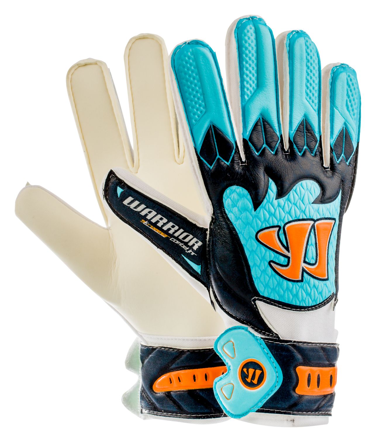 Skreamer Combat Junior Goalkeeper Gloves, White with Blue Radiance & Insignia Blue image number 0