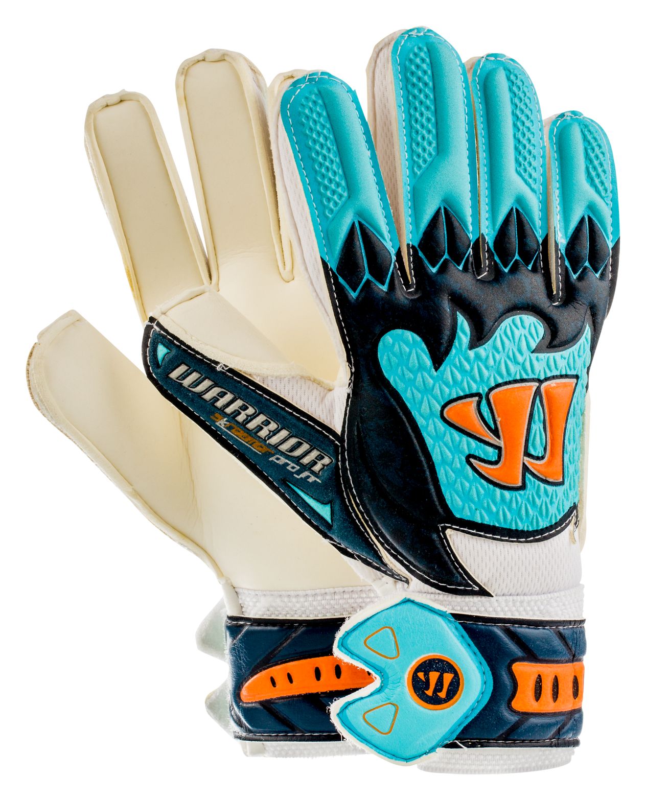Skreamer Pro Junior Goalkeeper Gloves, White with Blue Radiance & Insignia Blue image number 1
