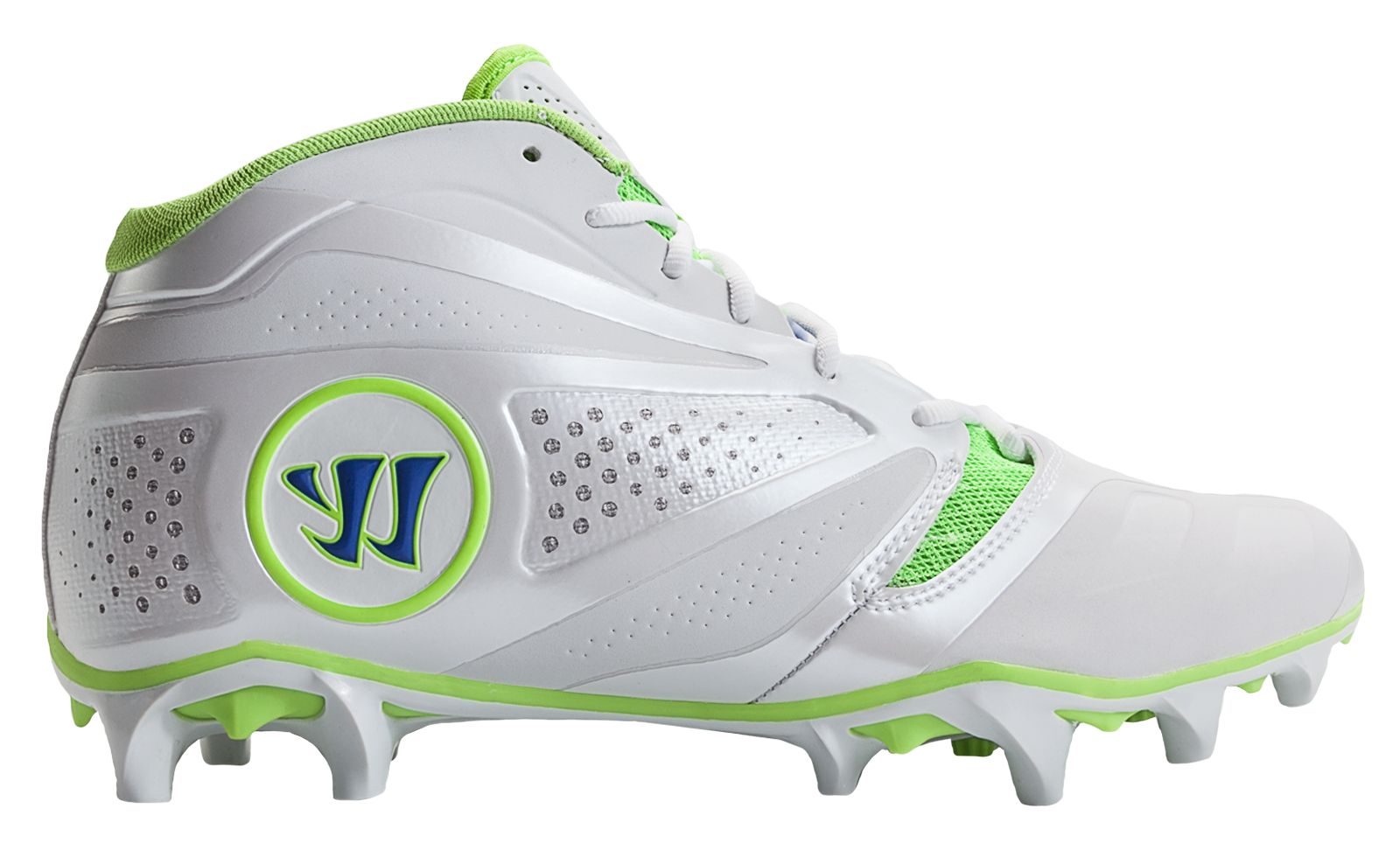 Burn 7.0 Headstrong Mid Cleat, White with Neon Green & Neon Blue image number 0