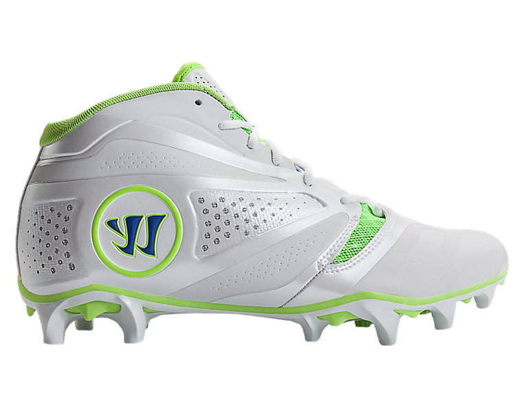 Burn 7.0 Headstrong Mid Cleat, White with Neon Green & Neon Blue image number 0