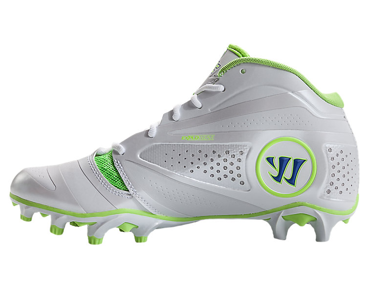 Burn 7.0 Headstrong Mid Cleat, White with Neon Green & Neon Blue image number 1