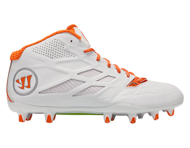 Burn 8.0 Mid Cleat, White with Orange image number 0