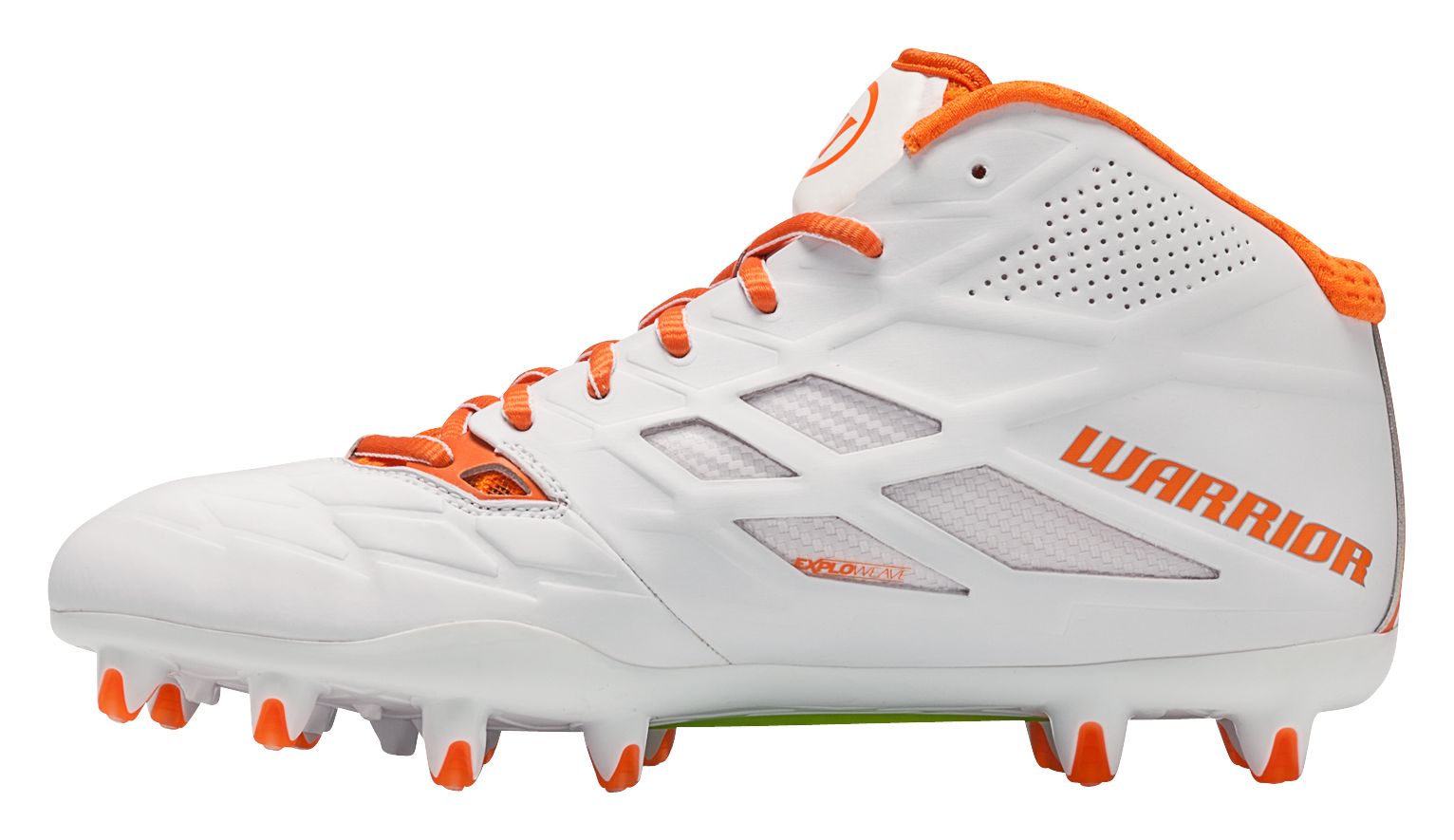Burn 8.0 Mid Cleat, White with Orange image number 1