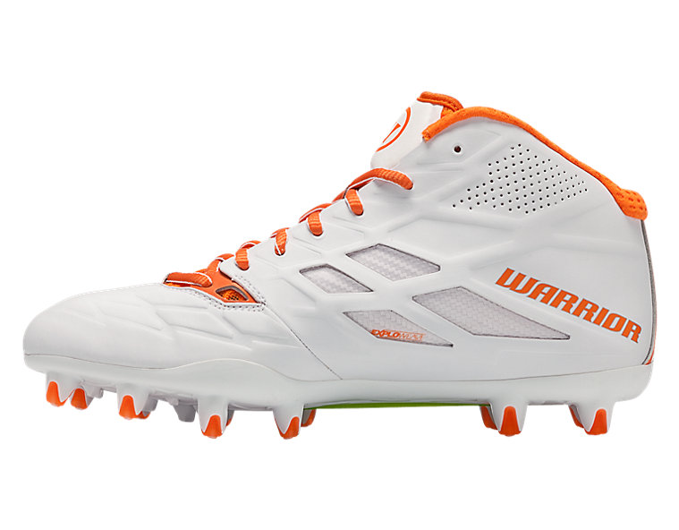 Burn 8.0 Mid Cleat, White with Orange image number 1