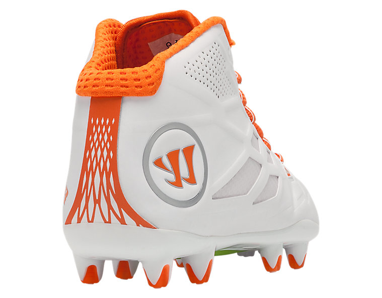 Burn 8.0 Mid Cleat, White with Orange image number 2