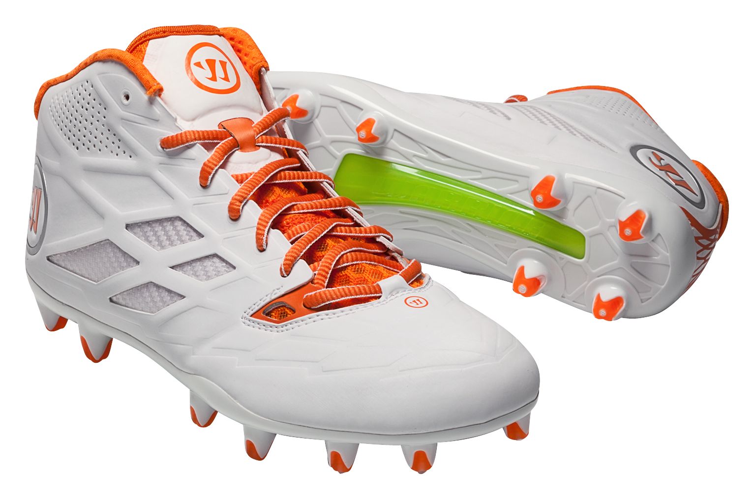 Burn 8.0 Mid Cleat, White with Orange image number 3