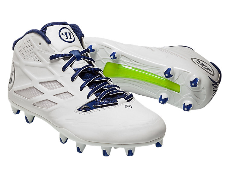 Burn 8.0 Mid Cleat, White with Blue image number 3