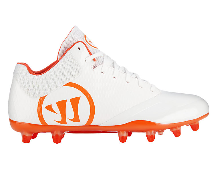 Burn 9.0 Mid Cleat, White with Orange image number 0