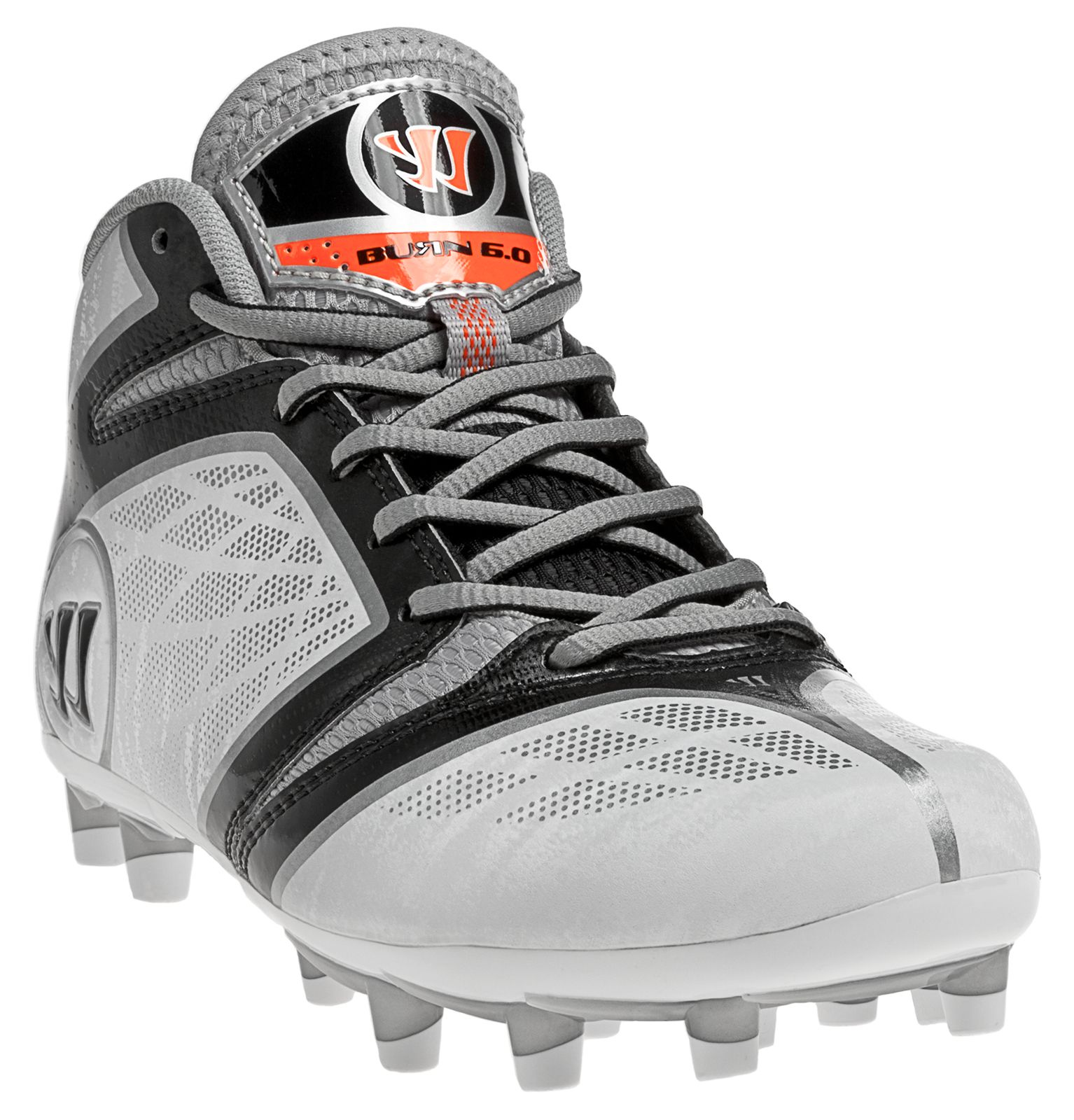 Youth Burn Speed 6.0 Jr. Cleat, White with Black image number 2