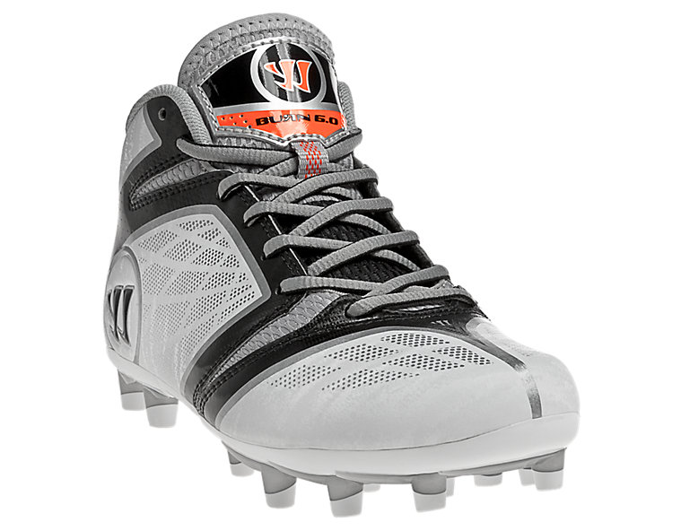 Youth Burn Speed 6.0 Jr. Cleat, White with Black image number 2