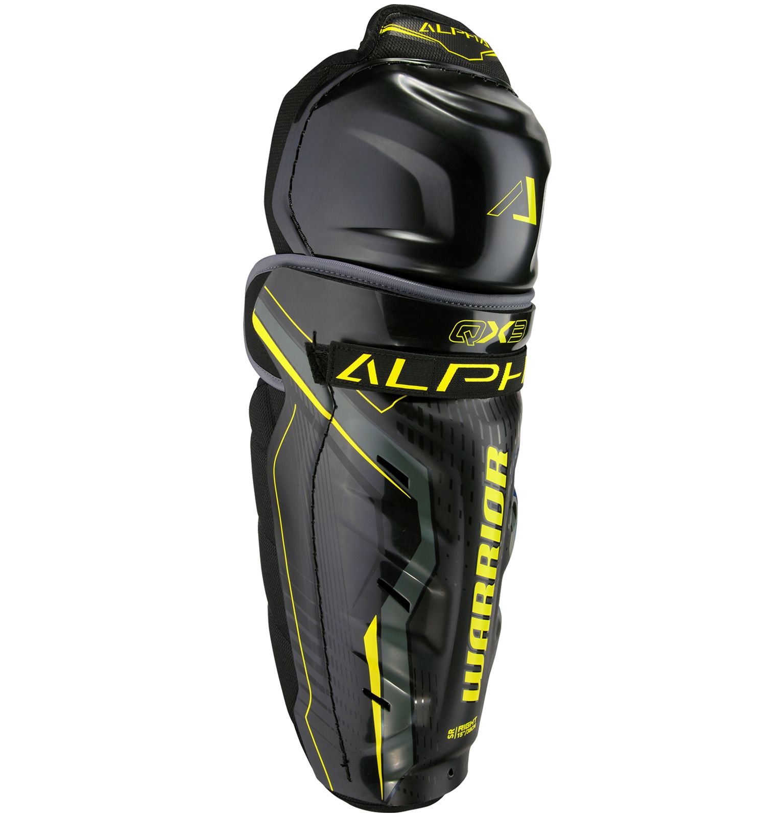 Alpha QX3 JR Shin Guards, Black with Yellow & Grey image number 0