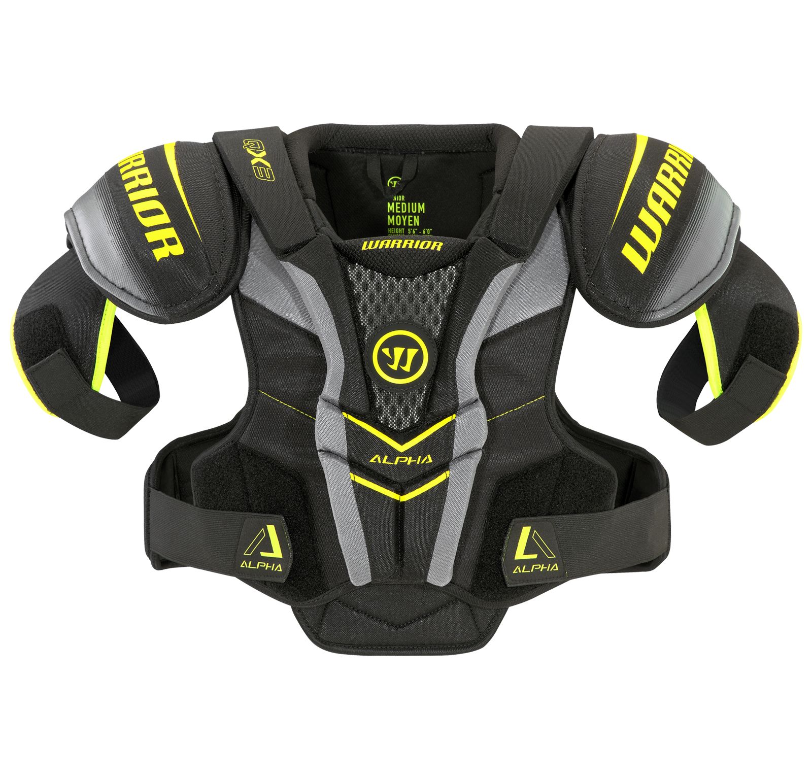 Alpha QX3 JR Shoulder Pads, Black with Yellow & Grey image number 2