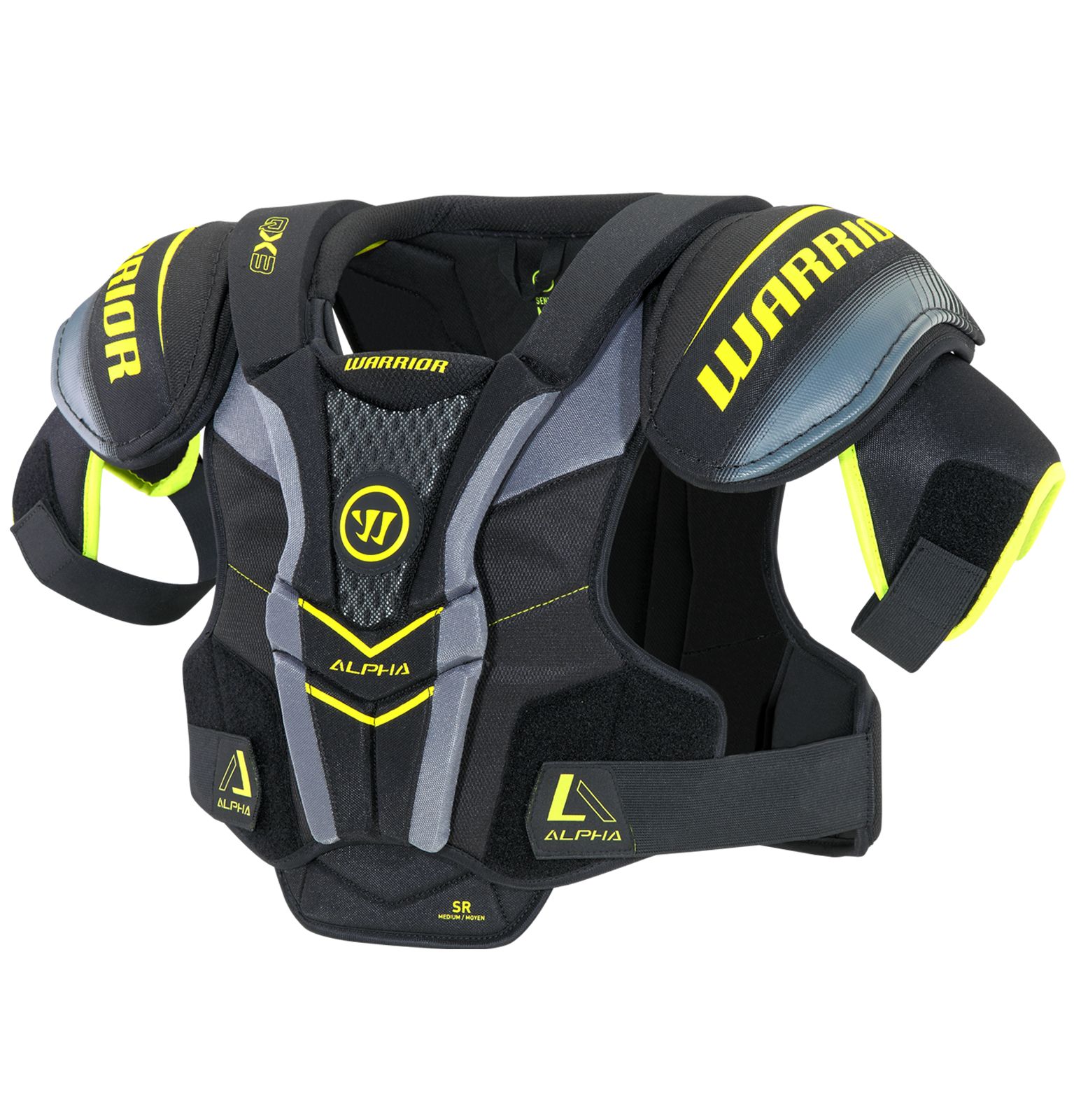 Alpha QX3 SR Shoulder Pads, Black with Yellow & Grey image number 0