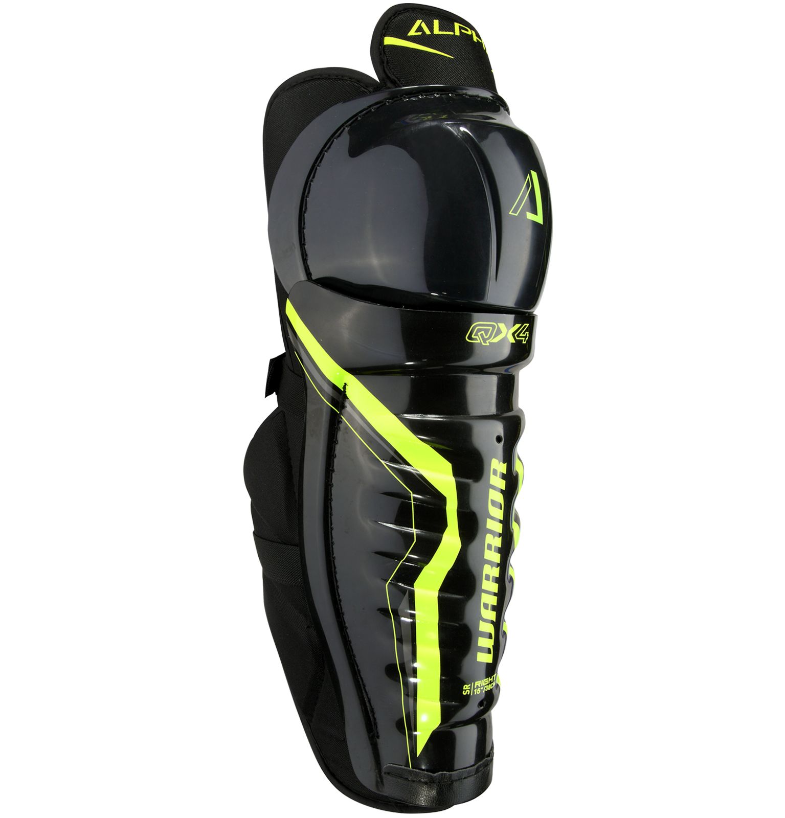 Alpha QX4 JR Shin Guards, Black with Yellow image number 0