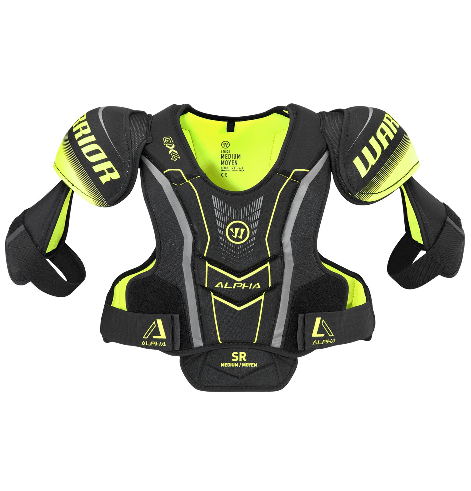 Alpha QX4 SR Shoulder Pads, Black with Yellow & Grey image number 2