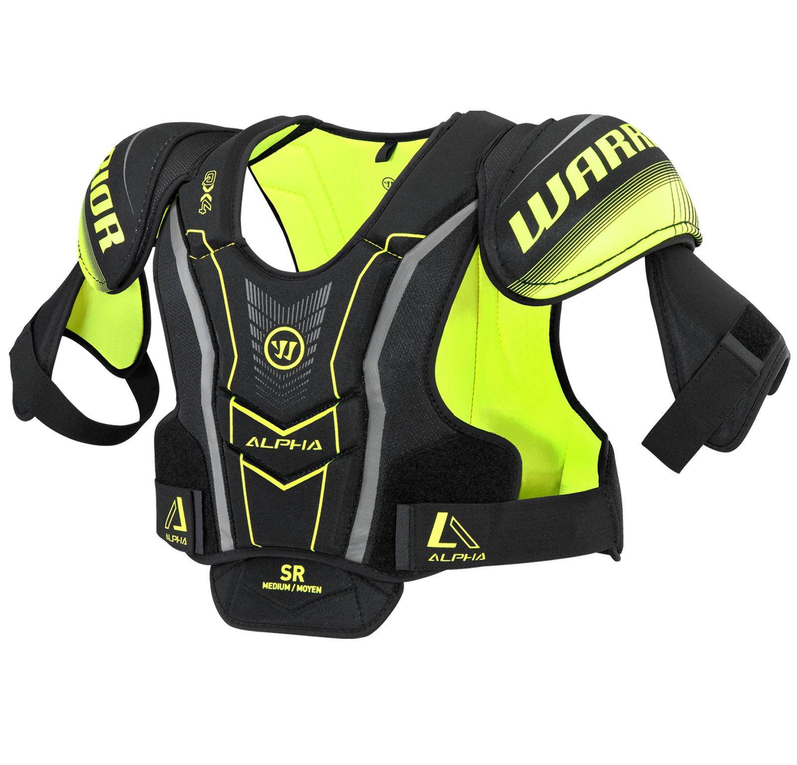 Alpha QX4 SR Shoulder Pads, Black with Yellow & Grey image number 0