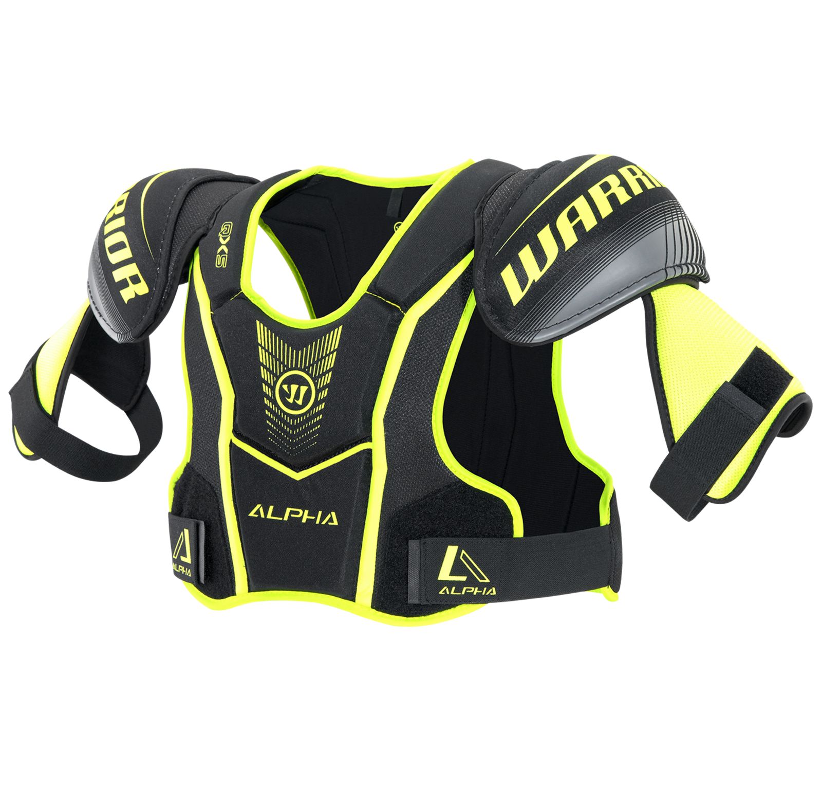 Alpha QX5 JR Shoulder Pads, Black with Yellow & Grey image number 0