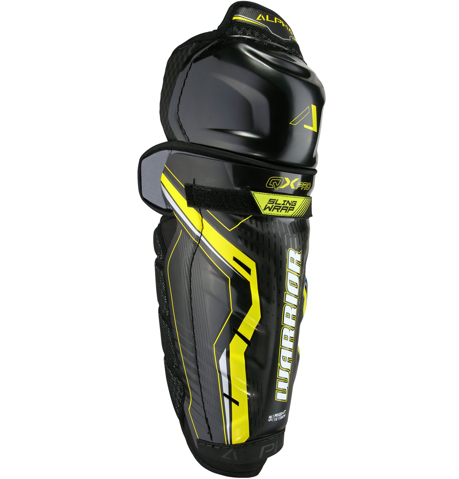 Alpha QX Pro JR Shin Guards, Black with Yellow & Grey image number 0
