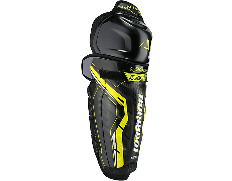Alpha QX Pro SR Shin Guards, Black with Yellow & Grey image number 0