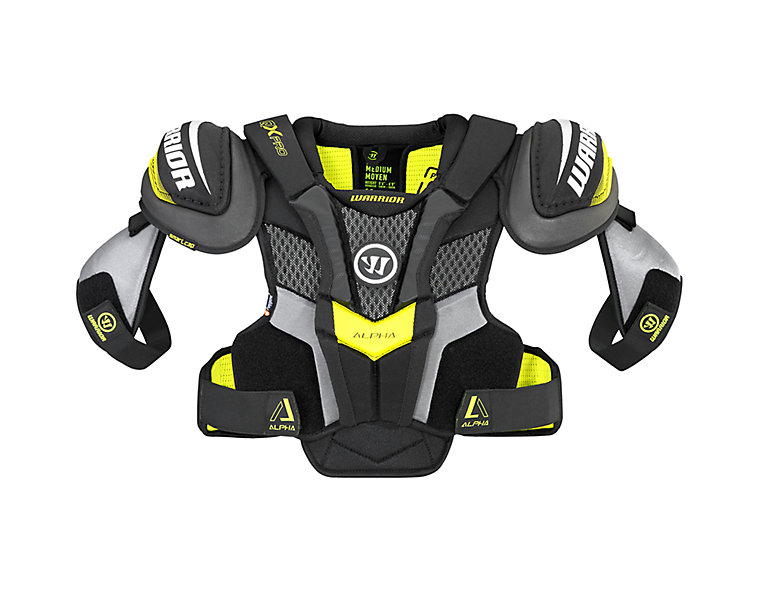 Alpha QX Pro JR Shoulder Pads, Black with Yellow & Grey image number 2