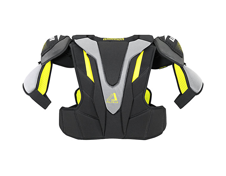 Alpha QX Pro JR Shoulder Pads, Black with Yellow & Grey image number 1