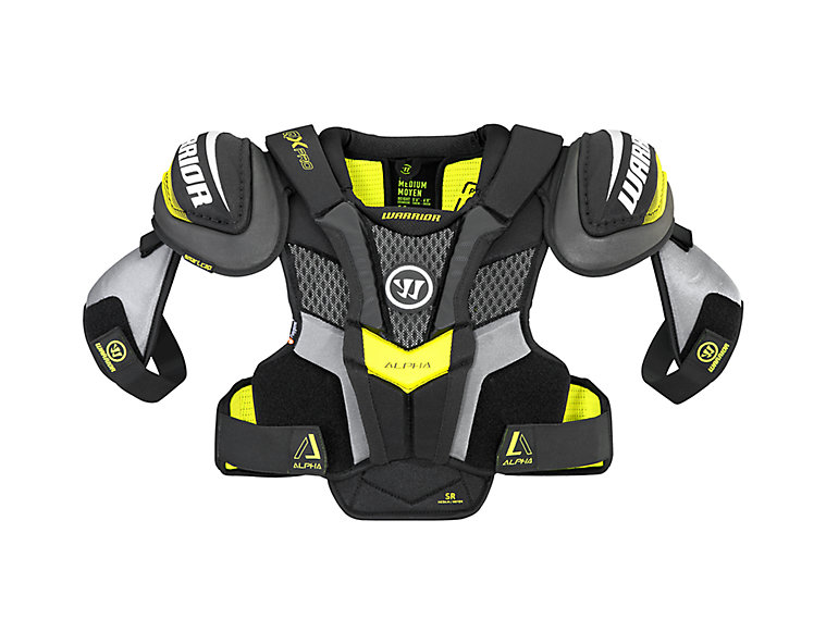 Alpha QX Pro SR Shoulder Pads, Black with Yellow & Grey image number 2