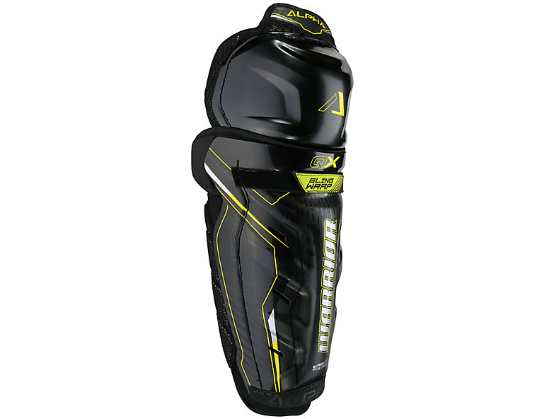 Alpha QX JR Shin Guards, Black with Yellow image number 0