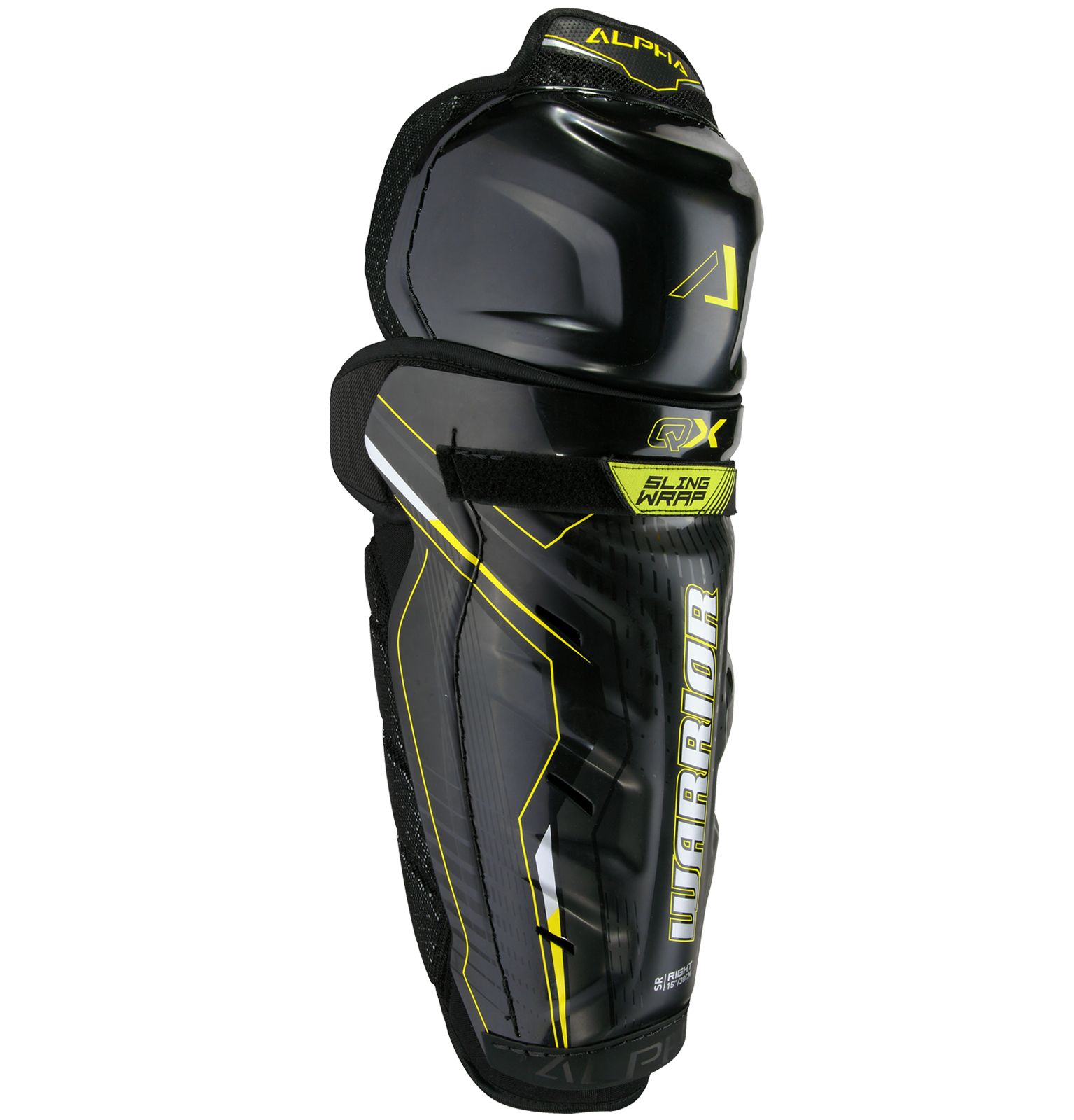Alpha QX SR Shin Guards, Black with Yellow image number 0