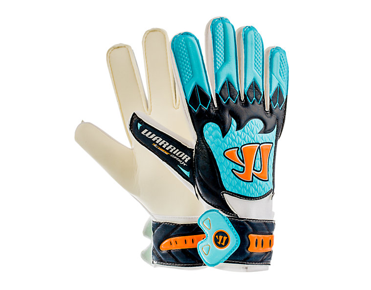 Skreamer Combat Junior Goalkeeper Gloves, White with Blue Radiance & Insignia Blue image number 1