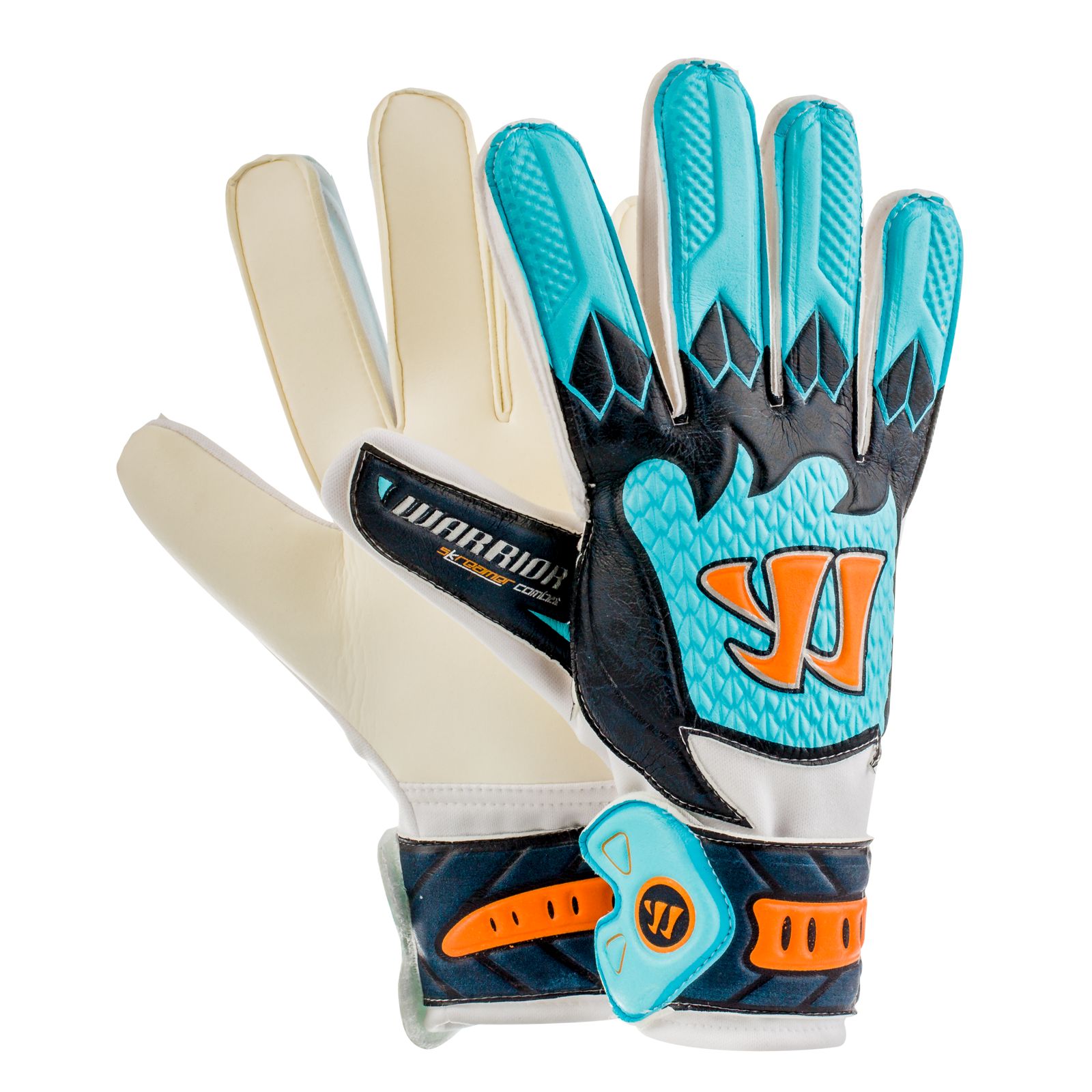 Skreamer Combat Goalkeeper Gloves, White with Blue Radiance & Insignia Blue image number 1