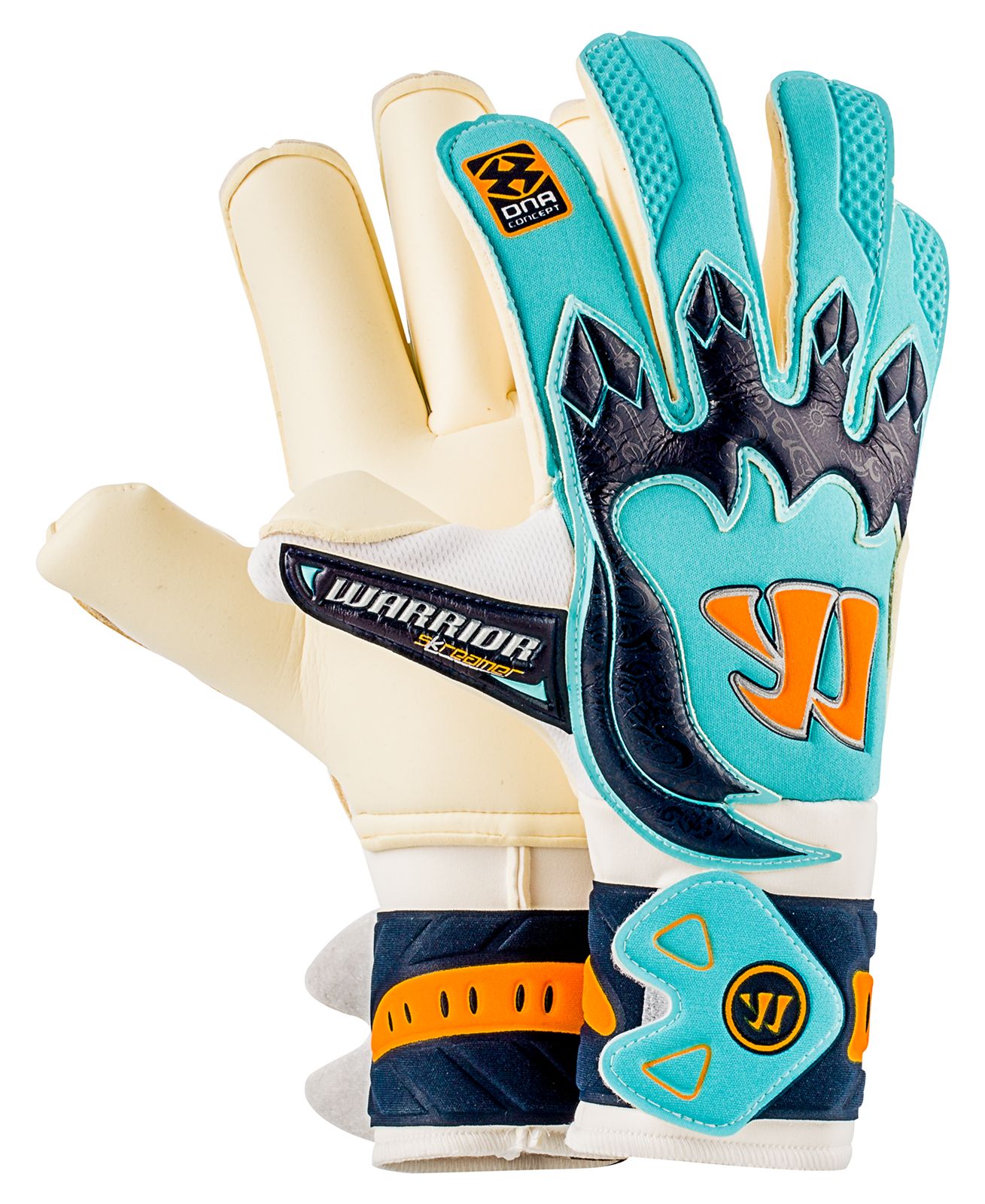 Skreamer AQ Roll Goalkeeper Gloves, White with Blue Radiance & Insignia Blue image number 0