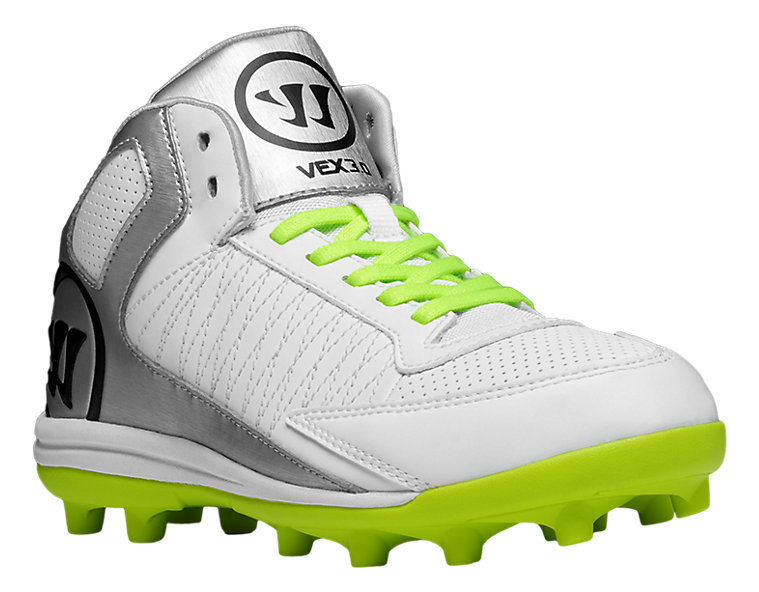 Vex 3.0 Youth Cleat, White with Toxic & Silver image number 2