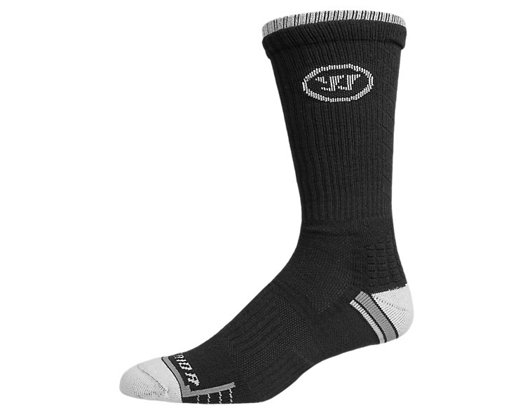 Warrior Crew Sock, Black with White image number 0