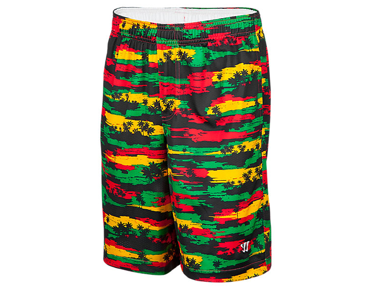 Youth Hawaiian Short, Black with Red & Green image number 1