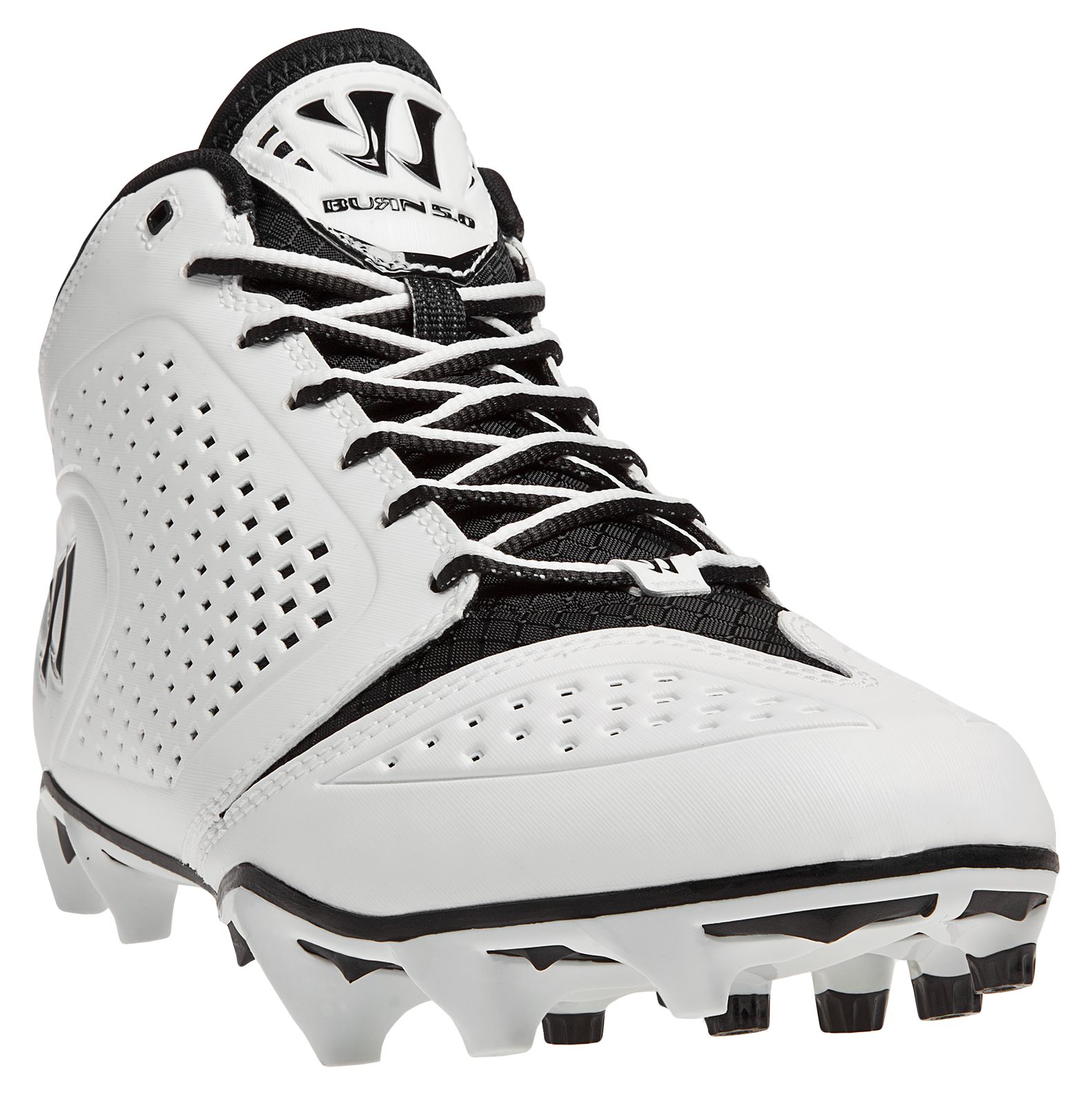 Burn Speed 5.0 Mid Cleat, White with Black image number 2