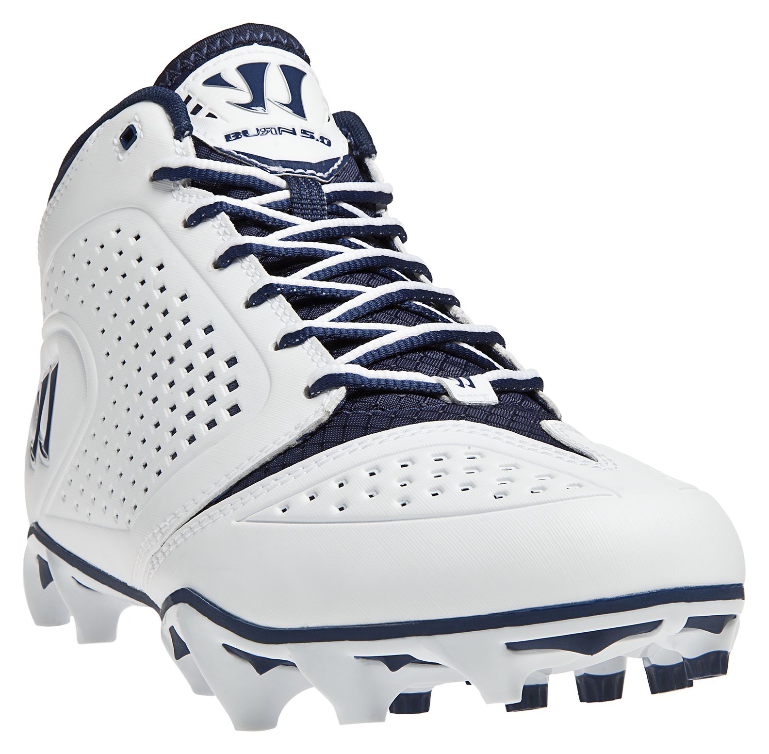 Burn Speed 5.0 Mid Cleat, White with Blue image number 2