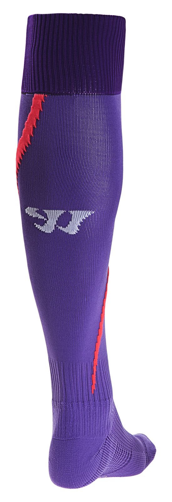 Liverpool Away Goalkeeper Sock 2013/14, Blackberry Cord with Prism Violet & Fluorescent Pink image number 0