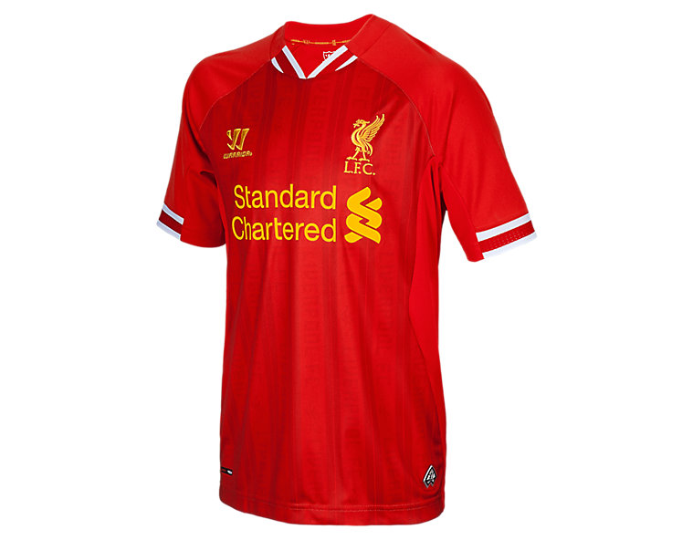 Liverpool Home Junior Short Sleeve Jersey 2013/14, High Risk Red with White & Amber Yellow image number 1