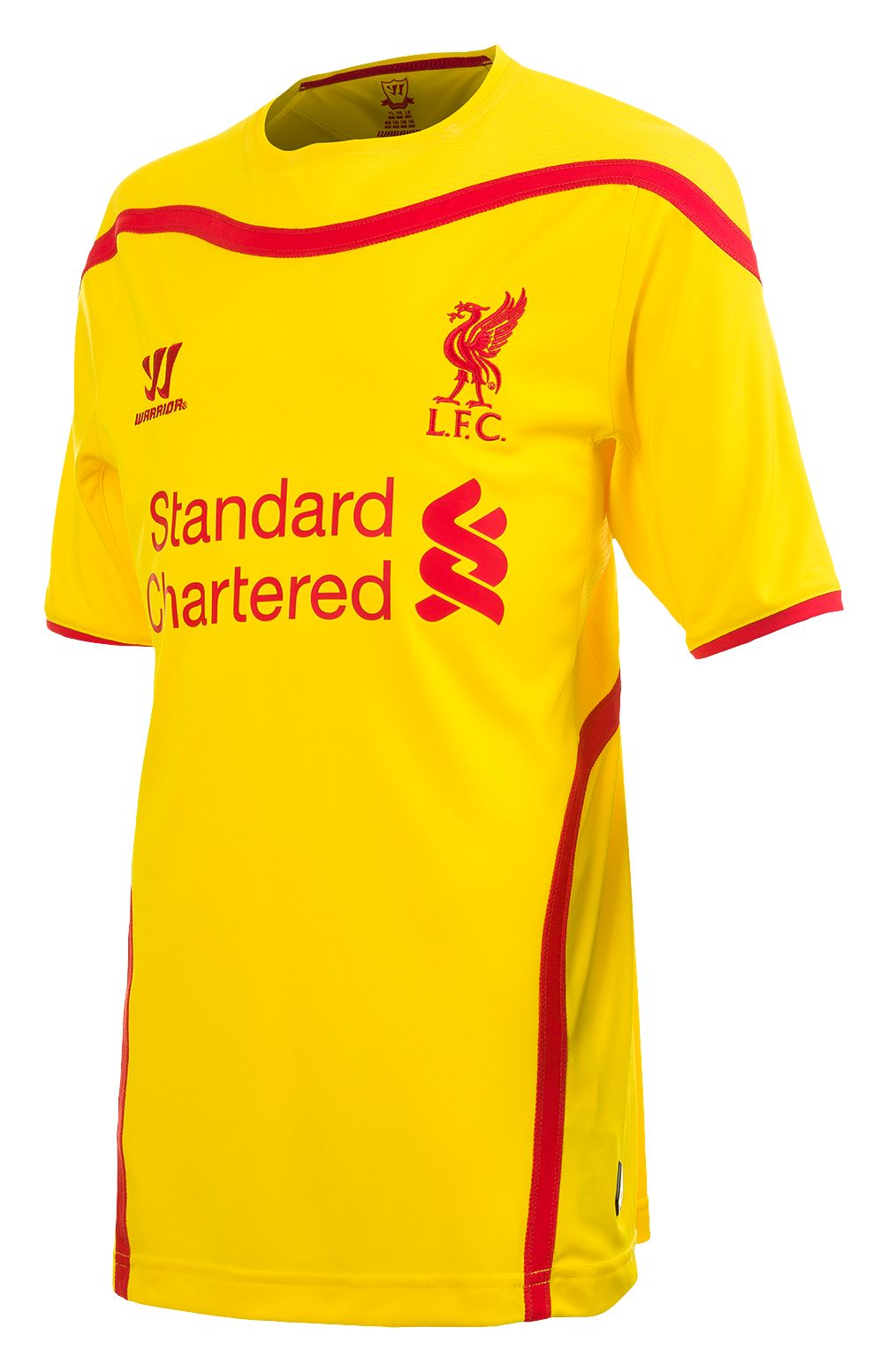 Liverpool Away Junior Short Sleeve Jersey 2014/15, Cyber Yellow with High Risk Red image number 1