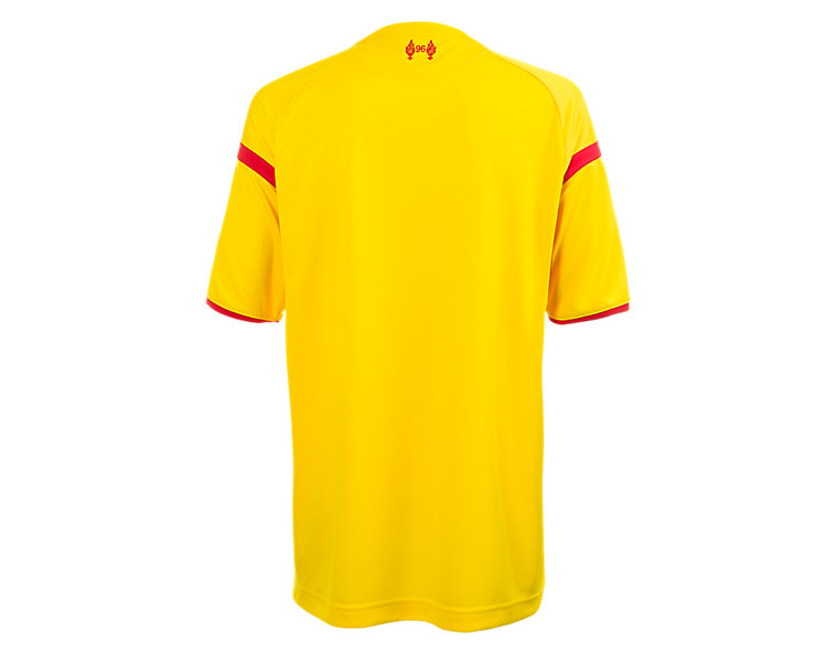 Liverpool Away Junior Short Sleeve Jersey 2014/15, Cyber Yellow with High Risk Red image number 2