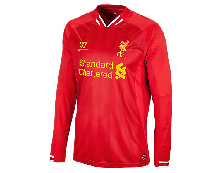 Liverpool Home Long Sleeve Jersey 2013/14, High Risk Red with White & Amber Yellow image number 1