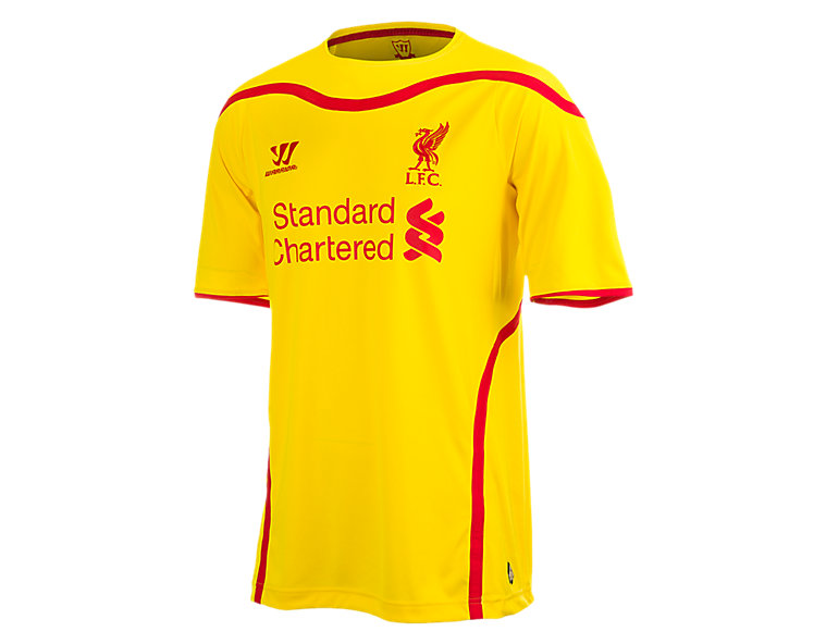 Liverpool Away Short Sleeve Jersey 2014/15, Cyber Yellow with High Risk Red image number 1