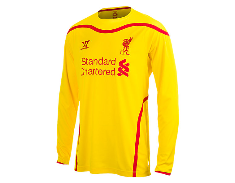Liverpool Away Long Sleeve Jersey 2014/15, Cyber Yellow with High Risk Red image number 1